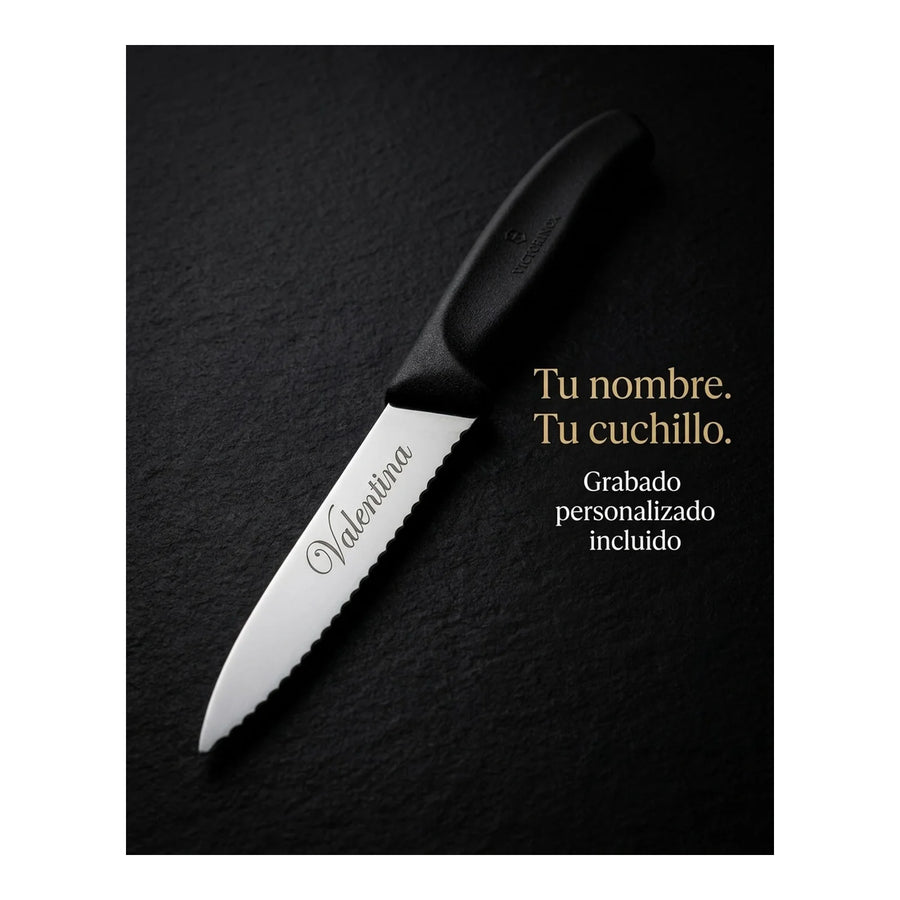 Cuchillos Verdura Swiss Classic Dentado Negro Victorinox + Grabado Personalizado