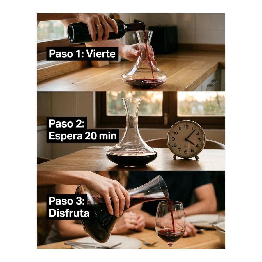 Decantador Aireador Vino 1,7 Litros Wayu Cristal Premium