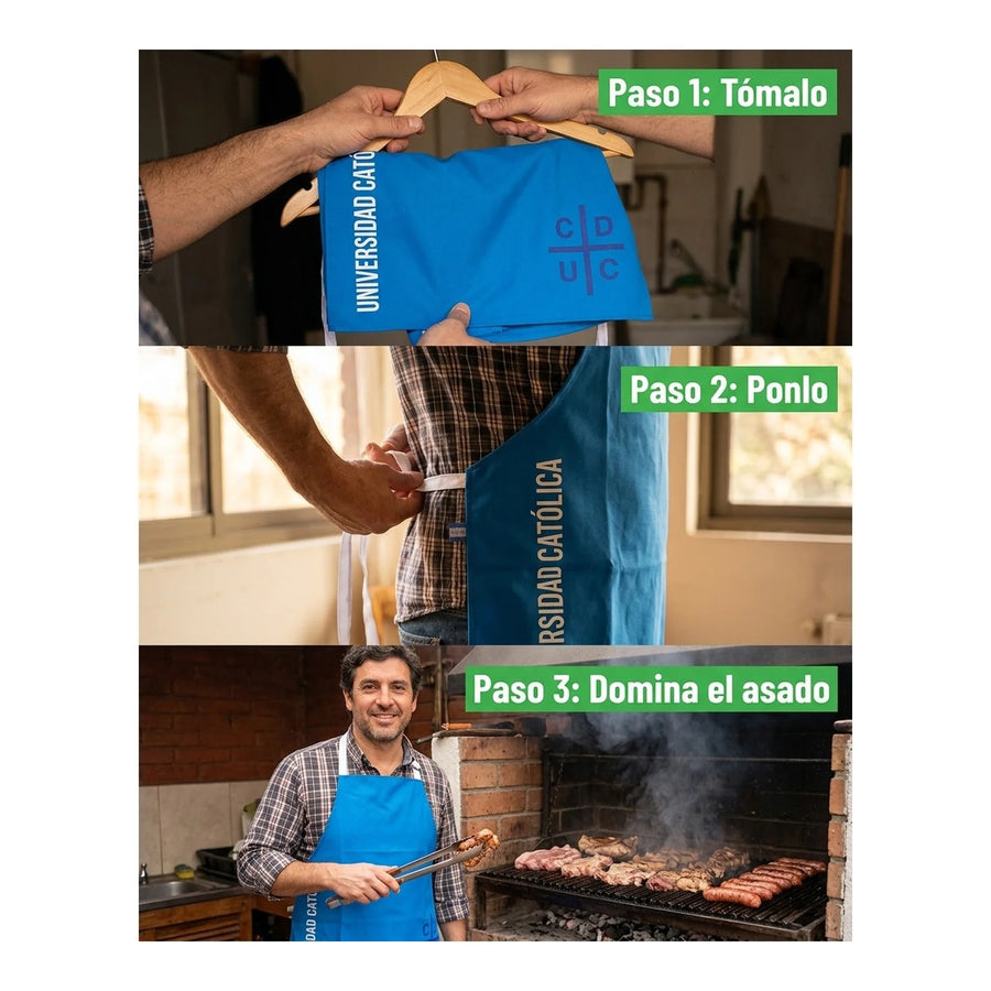 Delantal Parrillero U Catolica Quincho Pechera Cocina Bbq