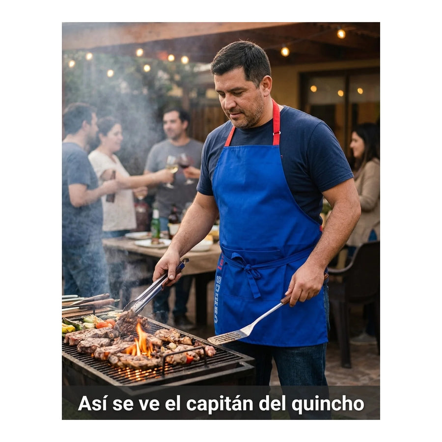 Delantal Parrillero U De Chile Quincho Pechera Cocina Bbq