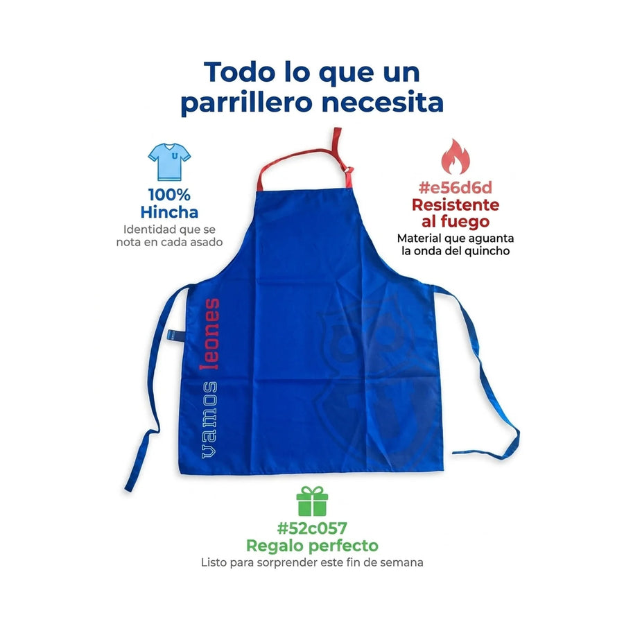 Delantal Parrillero U De Chile Quincho Pechera Cocina Bbq