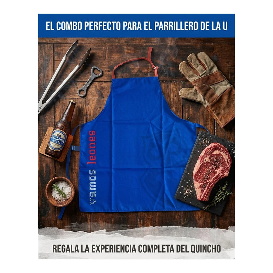 Delantal Parrillero U De Chile Quincho Pechera Cocina Bbq