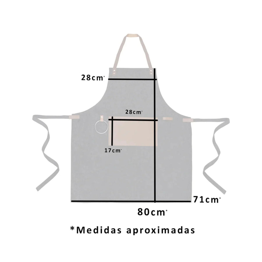 Delantal Pechera Parrillera Algodón Y Cuero + Grabado Gratis (foto 3)