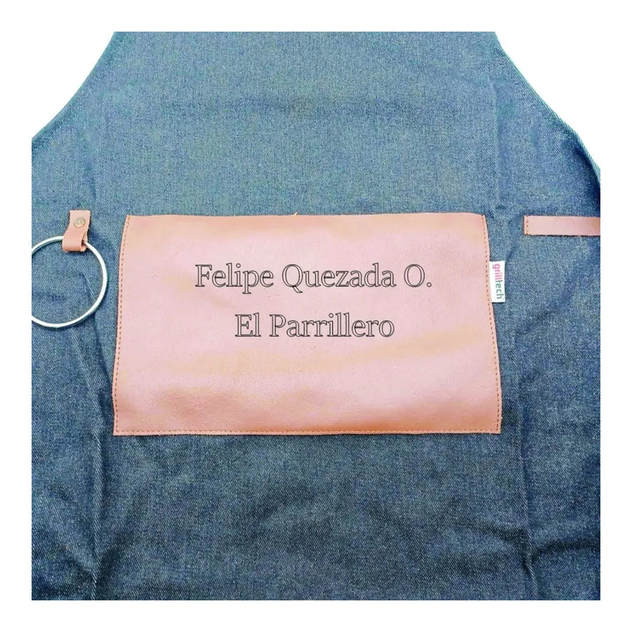 Delantal Pechera Parrillera Algodón Y Cuero + Grabado Gratis (foto 4)