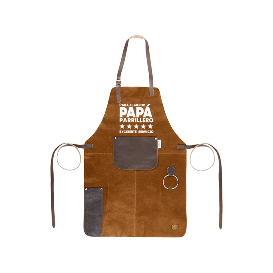 Delantal Pechera Parrillera Experto Cognac + Grabado Personalizado