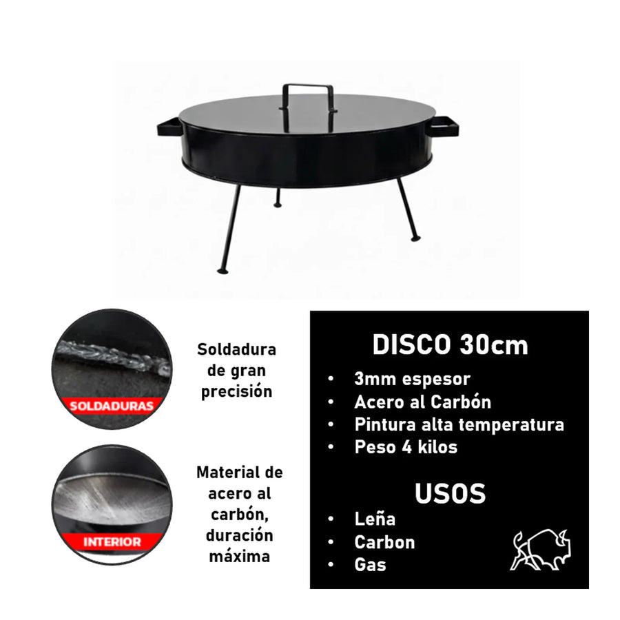 Disco de Asado con Tapa 30cm 3mm