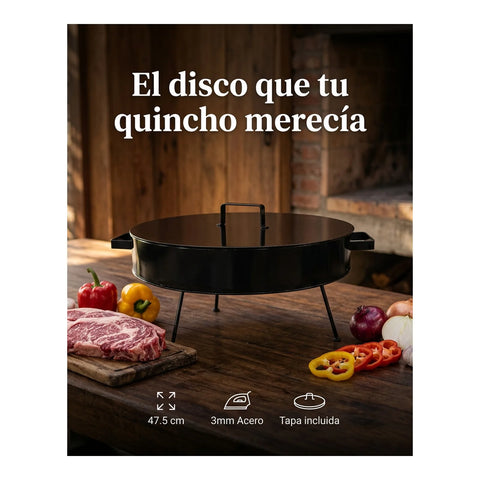 Disco de Asado Profesional con Tapa - 47.5 cm (Espesor 3mm)
