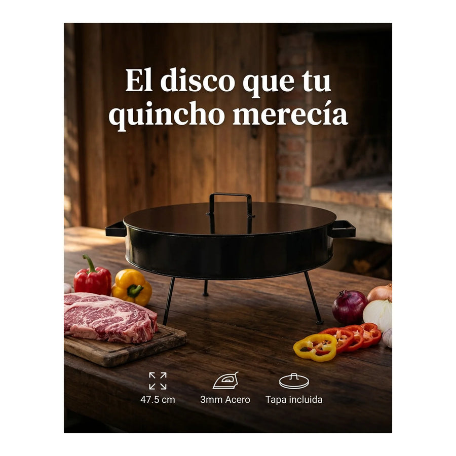 Disco de Asado Profesional con Tapa - 47.5 cm (Espesor 3mm)