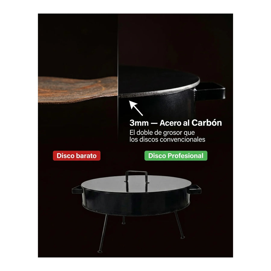 Disco de Asado Profesional con Tapa - 47.5 cm (Espesor 3mm)