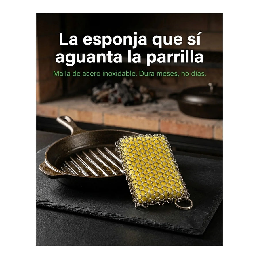 Esponja Con Malla De Acero Inoxidable Kanka Limpieza