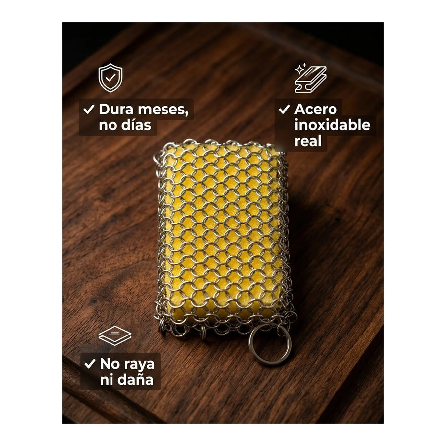 Esponja Con Malla De Acero Inoxidable Kanka Limpieza