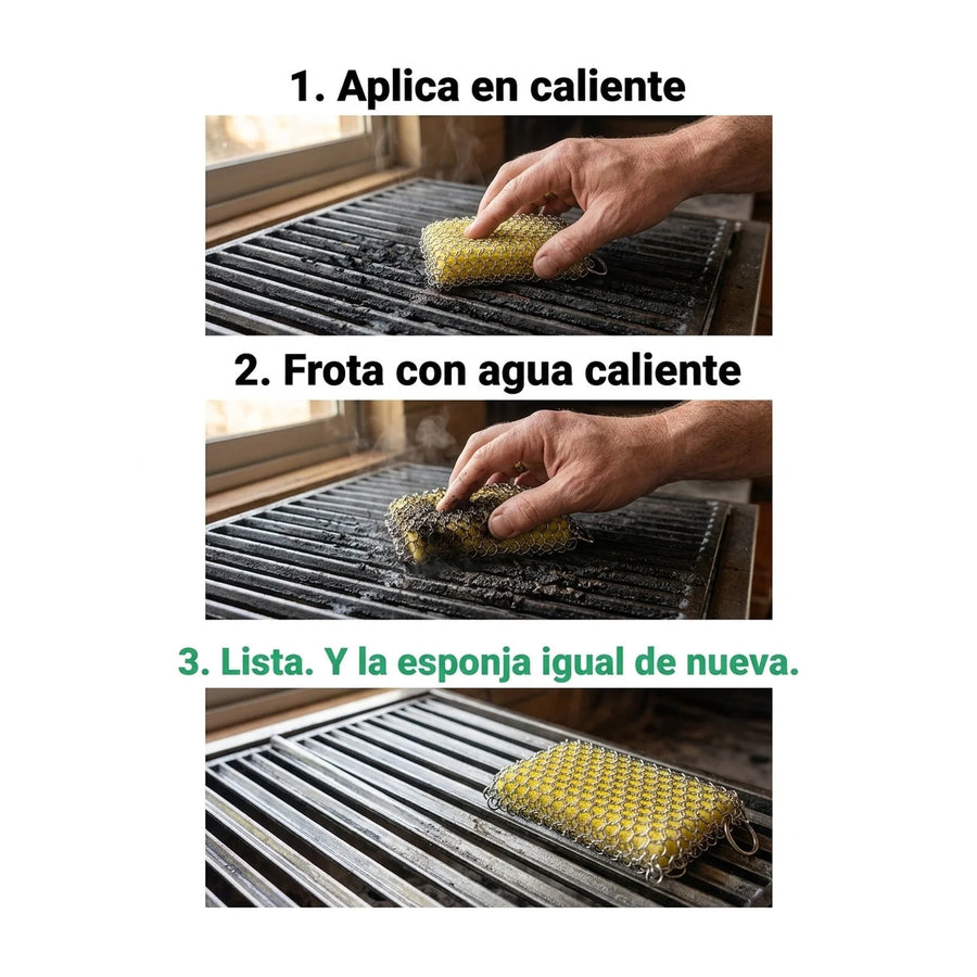 Esponja Con Malla De Acero Inoxidable Kanka Limpieza