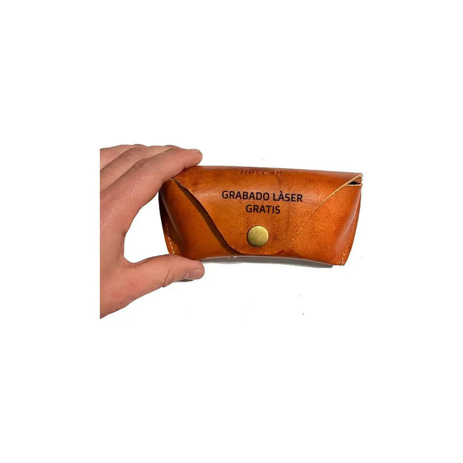 Estuche De Lentes De Cuero Artesanal + Grabado Laser Gratis Café
