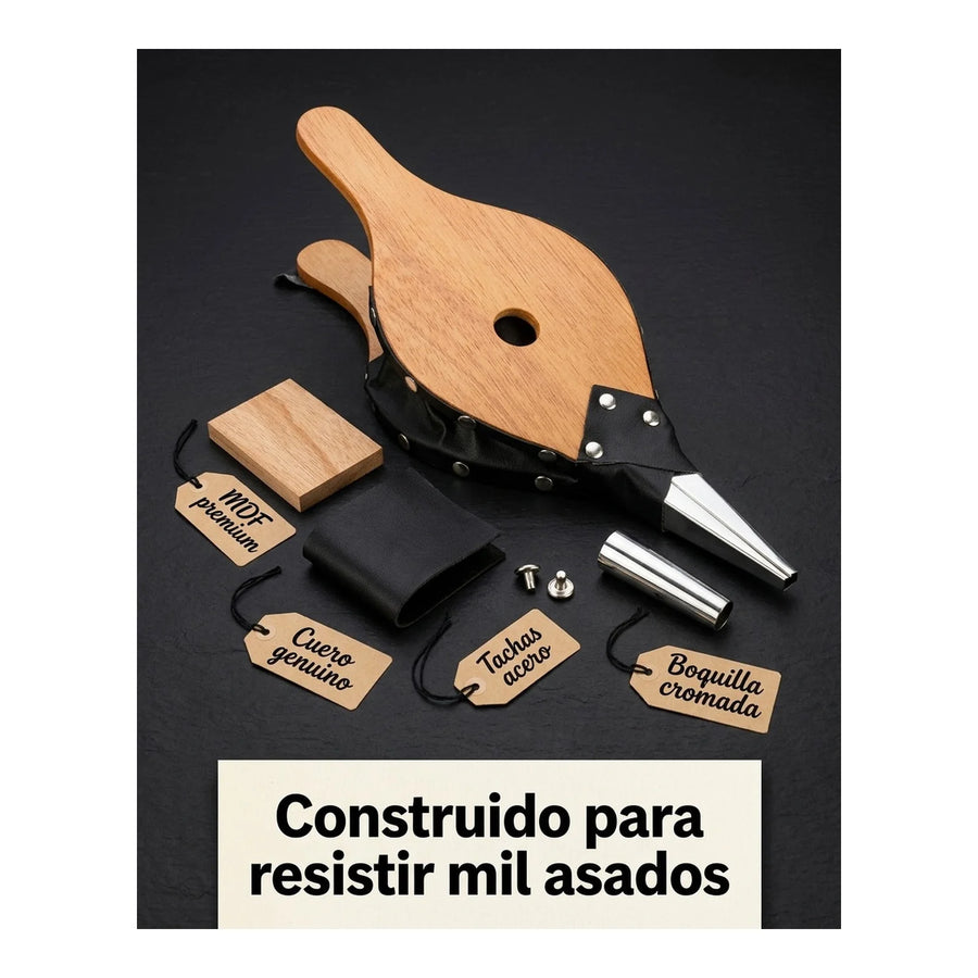 Fuelle Para Parrilla Iniciador De Carbón + Grabado Láser