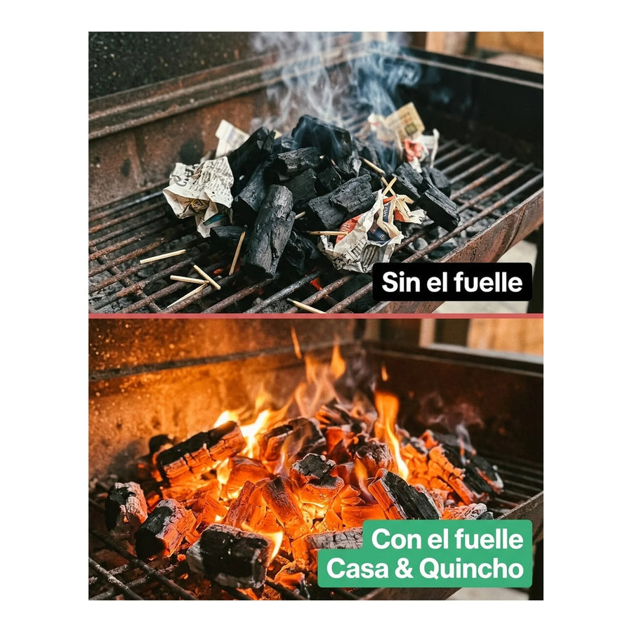 Fuelle Para Parrilla Iniciador De Carbón + Grabado Láser