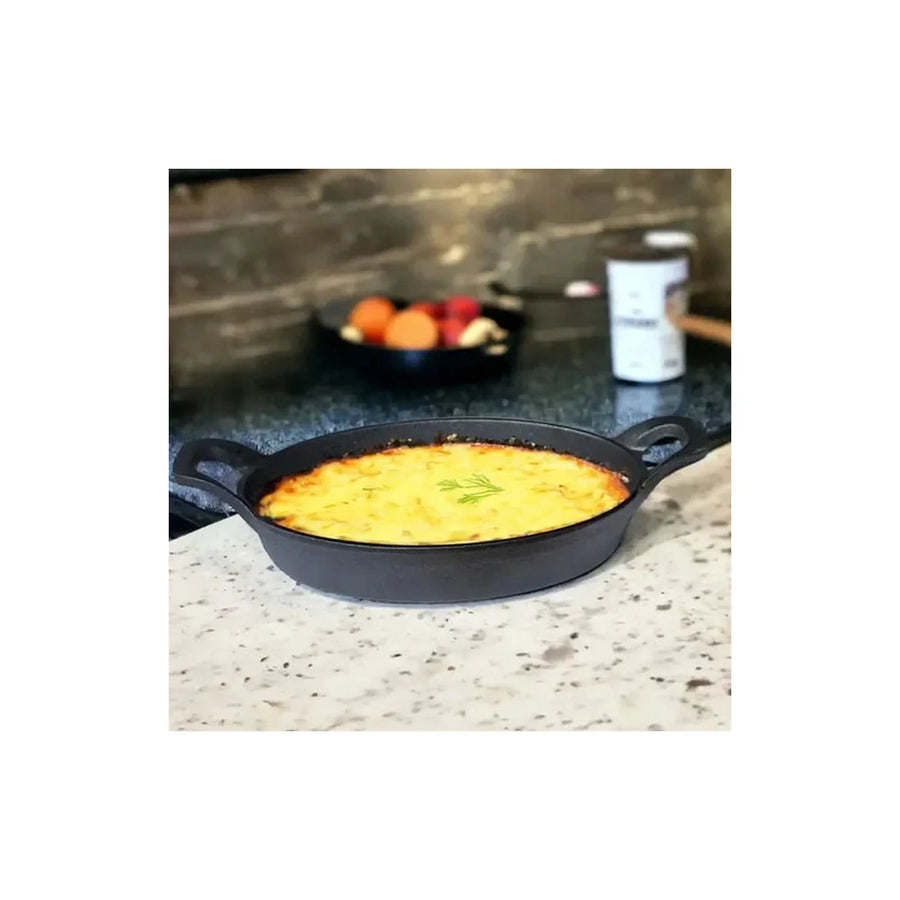 Fuente 2 Asas Fierro Fundido 22x16 Cms Preparaciones Gourmet Negro