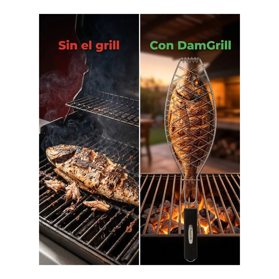 Grill De Pescado Parrilla Pescado 62x12cm Asado Parrilla