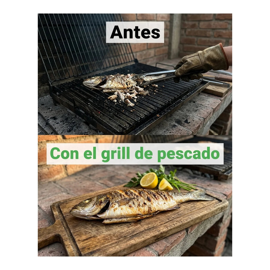 Grill De Pescado Parrilla Pescado 62x12cm Asado Parrilla