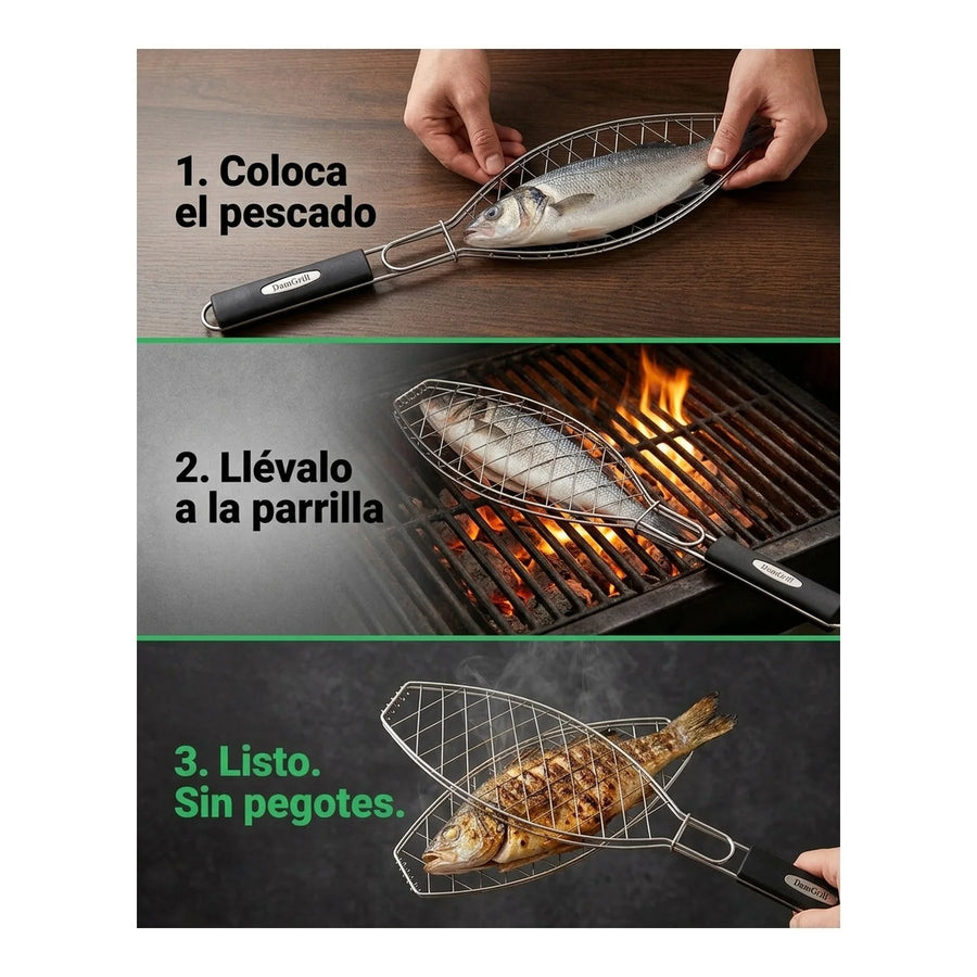 Grill De Pescado Parrilla Pescado 62x12cm Asado Parrilla