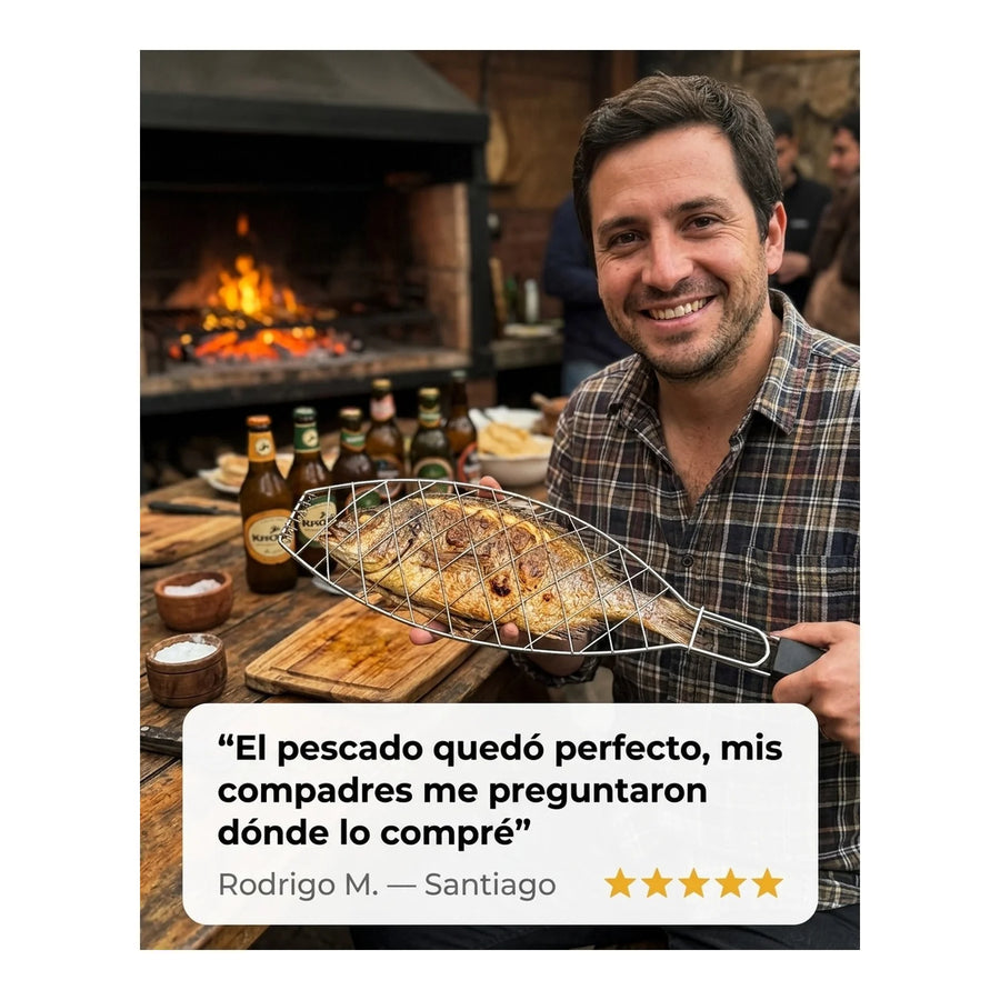 Grill De Pescado Parrilla Pescado 62x12cm Asado Parrilla