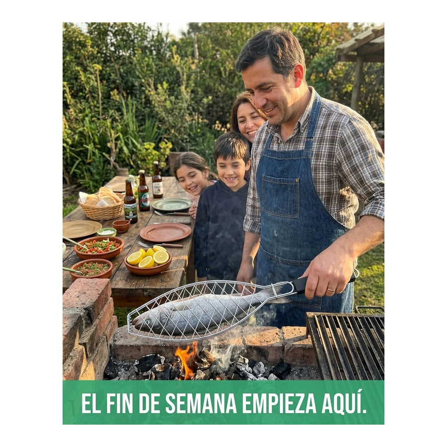 Grill De Pescado Parrilla Pescado 62x12cm Asado Parrilla