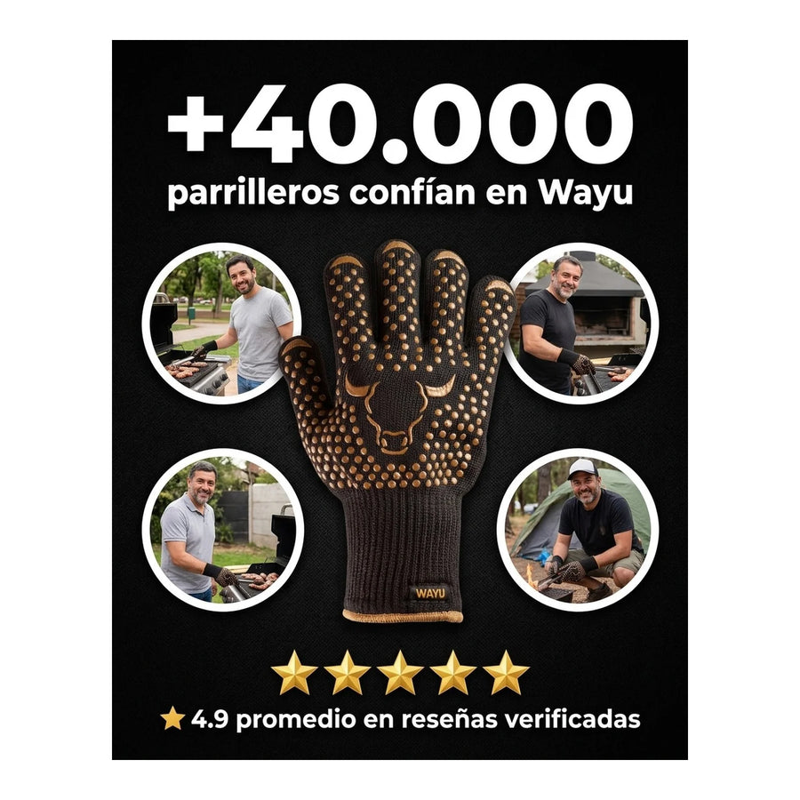 Guante Parrillero Wayu Alta Temperatura 500°C - Aramida y Silicona Chile