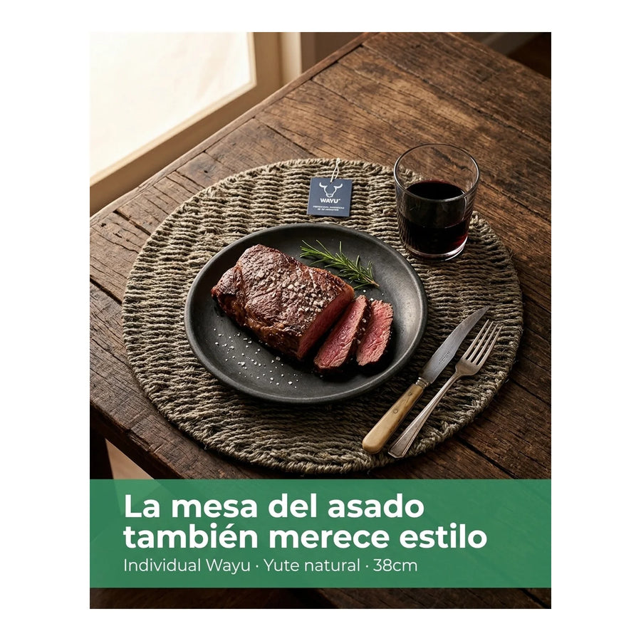 Individual Redondo Wayu 38cm Yute Cocina Bbq Asado Parrilla