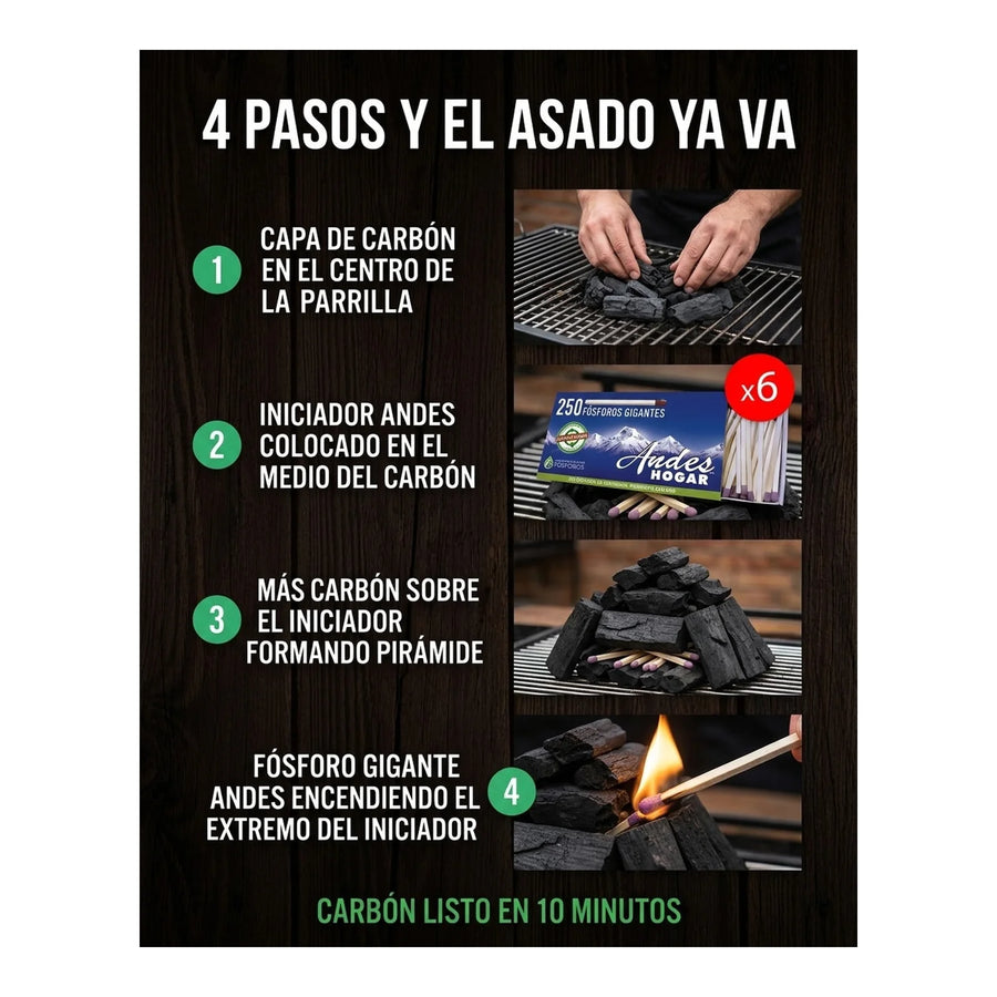 Iniciador De Fuego Fosforos X L Parrilla Carbon Leña Estufa