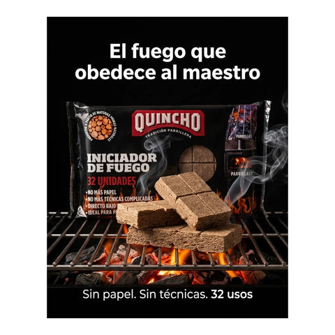 Iniciador De Fuego Quincho Humo Blanco Para Parrilla Carbón Leña Bbq 32 Unidades