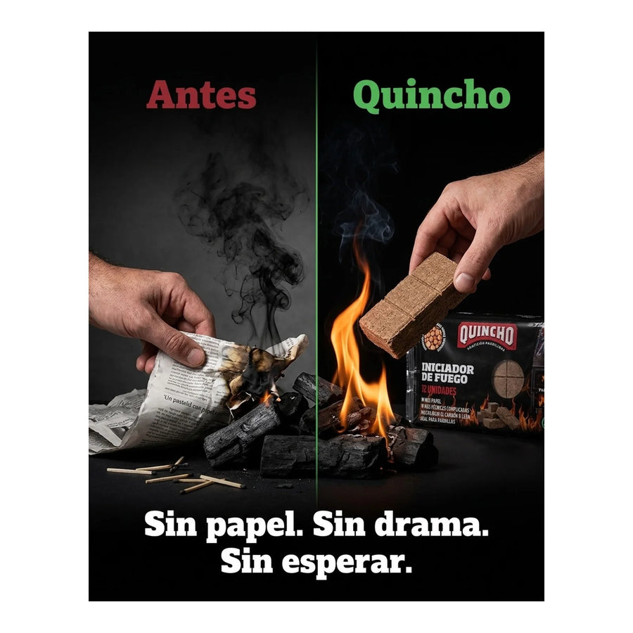 Iniciador De Fuego Quincho Humo Blanco Para Parrilla Carbón Leña Bbq 32 Unidades