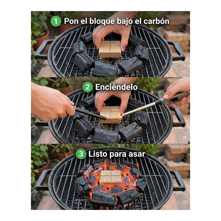 Iniciador De Fuego Quincho Humo Blanco Para Parrilla Carbón Leña Bbq 32 Unidades
