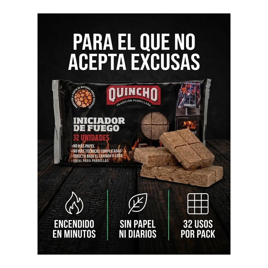 Iniciador De Fuego Quincho Humo Blanco Para Parrilla Carbón Leña Bbq 32 Unidades