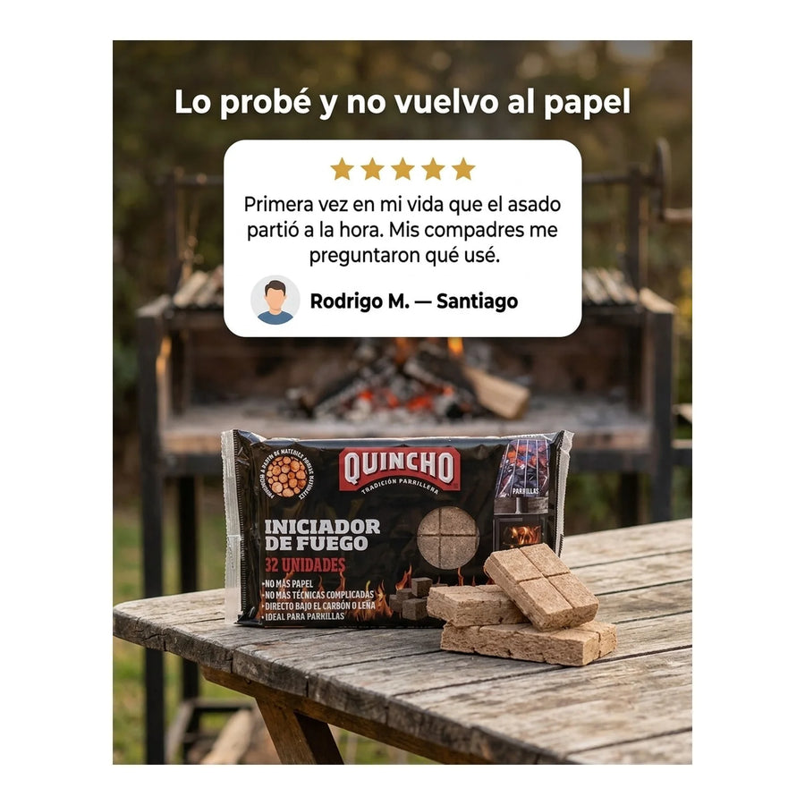 Iniciador De Fuego Quincho Humo Blanco Para Parrilla Carbón Leña Bbq 32 Unidades