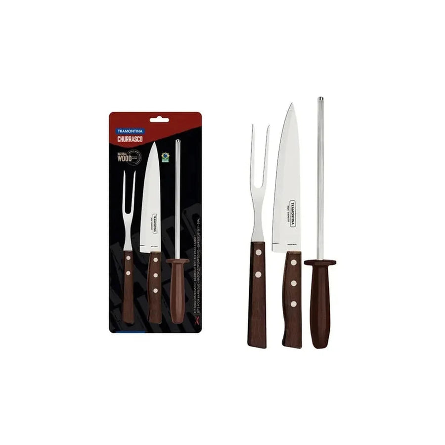 Kit de asado Tramontina 3 piezas mango de madera