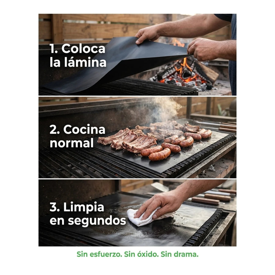 Lamina Antiadherente Quincho BBQ Grill Mat Horno Parrilla Asado