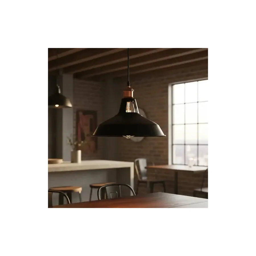 Lámpara Colgante Aluminio E27 30cm Negra