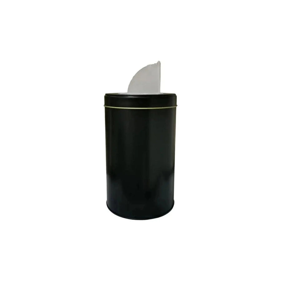 Lata Yerbera Cilíndrica para Mate Negra + Grabado Personalizado