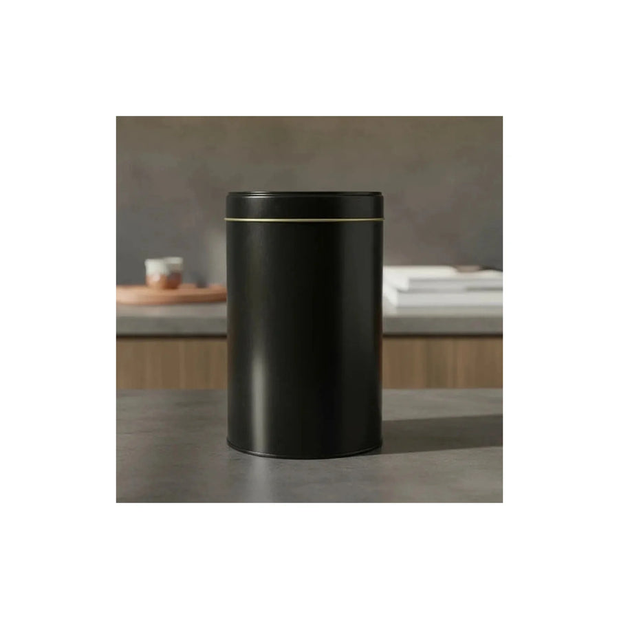 Lata Yerbera Cilíndrica para Mate Negra + Grabado Personalizado