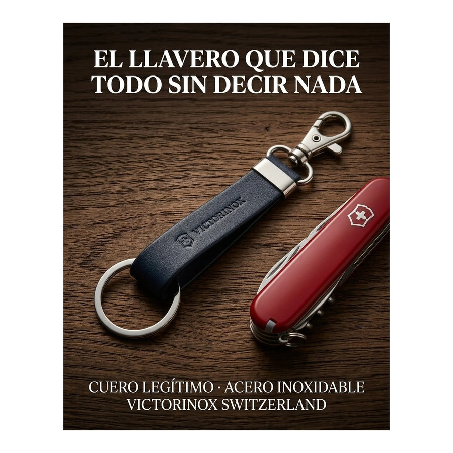 Llavero De Cuero Victorinox Mosquetón + Argolla 4.1853