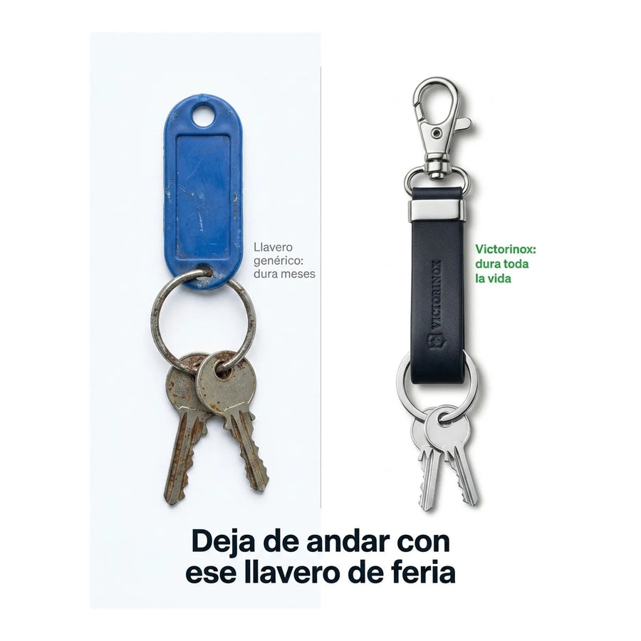 Llavero De Cuero Victorinox Mosquetón + Argolla 4.1853