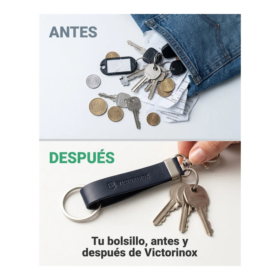 Llavero De Cuero Victorinox Mosquetón + Argolla 4.1853