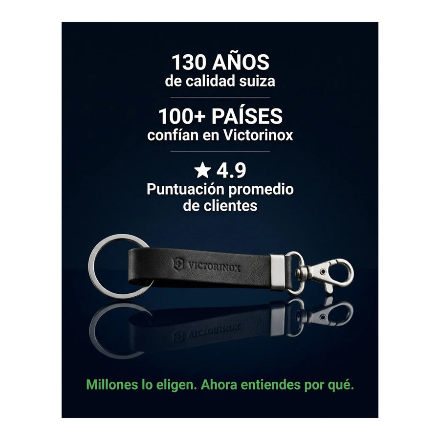 Llavero De Cuero Victorinox Mosquetón + Argolla 4.1853