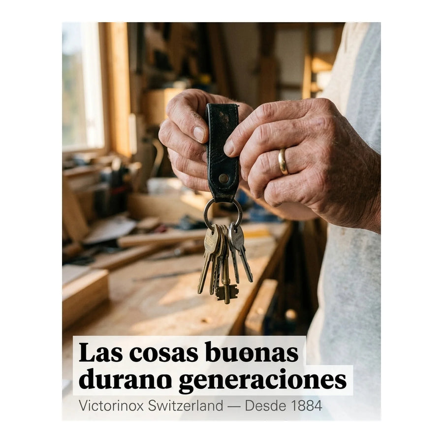Llavero De Cuero Victorinox Mosquetón + Argolla 4.1853