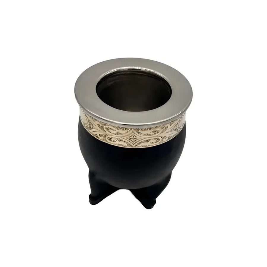 Mate Imperial Negro Alpaca Cincelado Interior Inoxiable + Grabado Personalizado