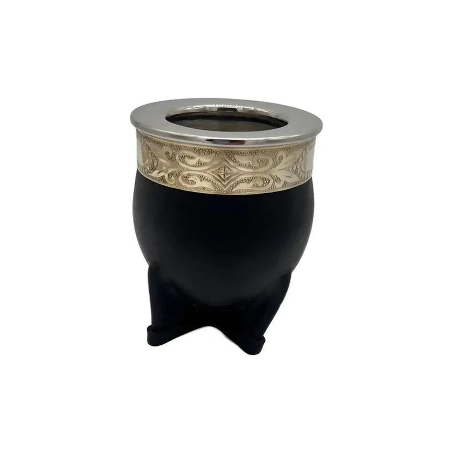 Mate Imperial Negro Alpaca Cincelado Interior Inoxiable + Grabado Personalizado