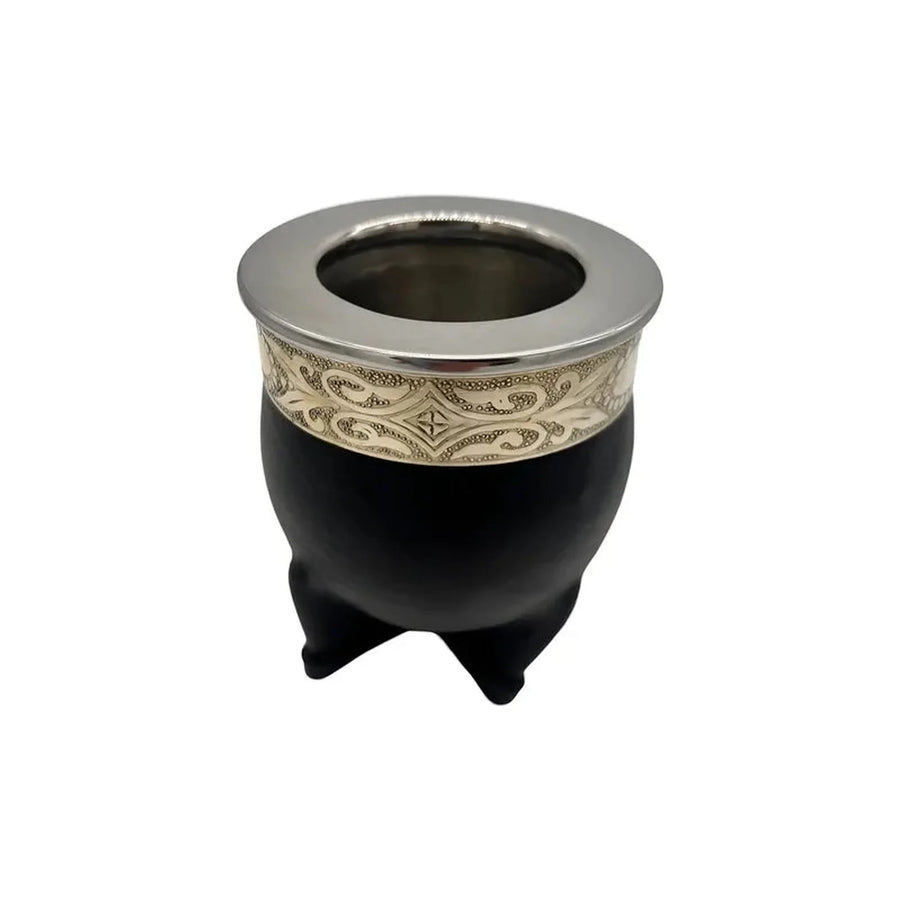 Mate Imperial Negro Alpaca Cincelado Interior Inoxiable + Grabado Personalizado