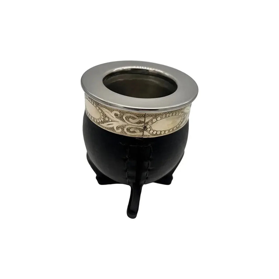 Mate Imperial Negro Alpaca Cincelado Interior Inoxiable + Grabado Personalizado