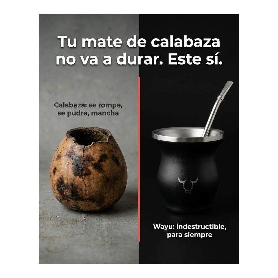 Mate Insulado Wayu Set Con Bombilla 230ml Acero Inoxidable