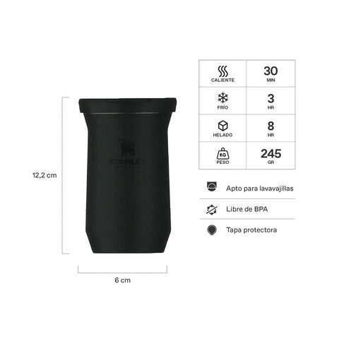 Mate Slim Stanley Black 2.0 | 200 ml + Grabado Personalizado