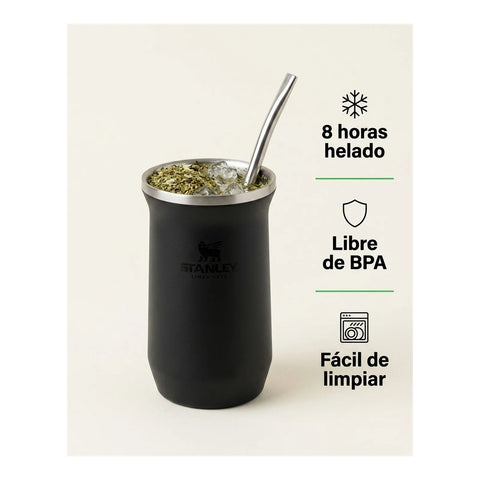 Mate Slim Stanley Black 2.0 | 200 ml + Grabado Personalizado